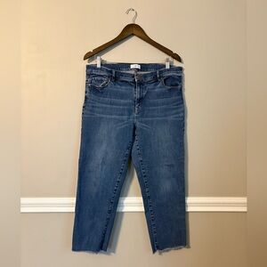 LOFT Outlet Raw Hem Ankle Jeans Size 10 Blue Mid Rise Cropped Denim